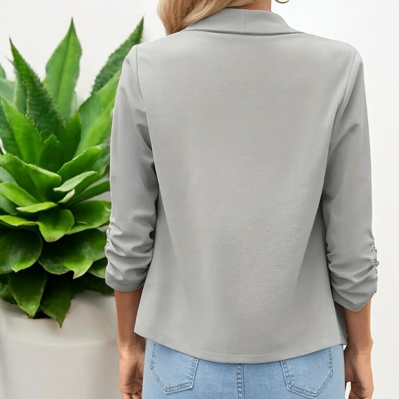 NWT Massini Women's Ruched Sleeve Open Blazer Jacket - Picture 7 of 16